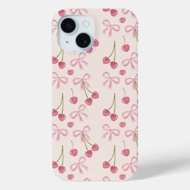 Coques Case-Mate iPhone Motif sans couture Coquette Cerise Rose dessiné à  (Verso)