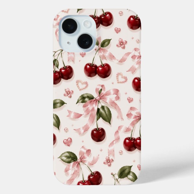 Coques Case-Mate iPhone Motif sans couture Coquette Cerise & Ruban Satin R (Verso)