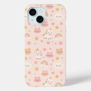 Coque Case-Mate iPhone Motif sans couture d'animaux arc-en-ciel Kawaii