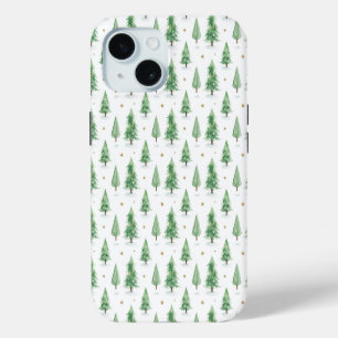 Coque Case-Mate iPhone Motif sans couture d'arbres de Noël à l'aquarelle