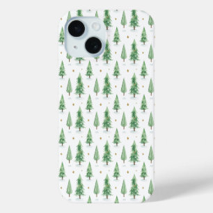 Coque Case-Mate iPhone Motif sans couture d'arbres de Noël à l'aquarelle