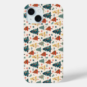 Coque Case-Mate iPhone Motif sans couture d'arbres de Noël en pin colorés