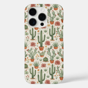 Coque iPhone 16 Pro Motif sans couture de cactus de désert succulent