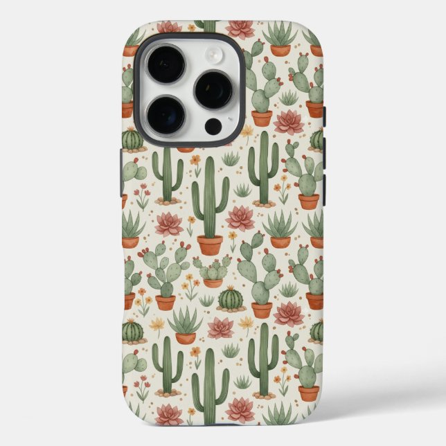 Coques Case-Mate iPhone Motif sans couture de cactus de désert succulent (Verso)