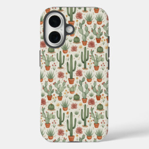 Coque Pour iPhone 16 Motif sans couture de cactus de désert succulent