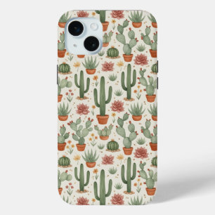 Coque Case-Mate iPhone Motif sans couture de cactus de désert succulent