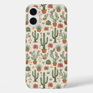 Coque Pour iPhone 16 Plus Motif sans couture de cactus de désert succulent