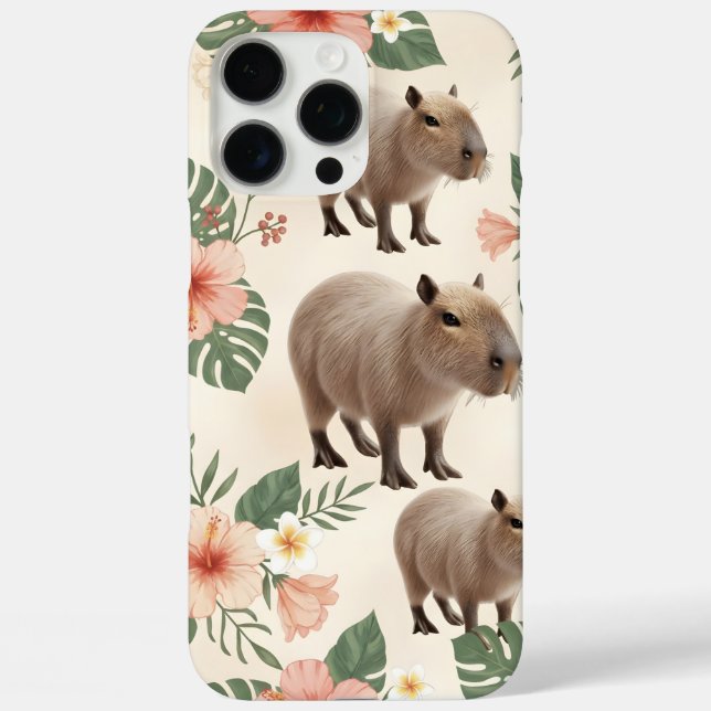 Coques Case-Mate iPhone Motif sans couture de capybara à l'aquarelle migno (Verso)