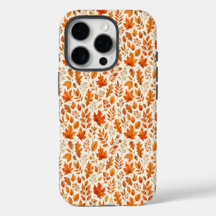 Coque iPhone 16 Pro Motif sans couture de feuilles d'automne chaudes
