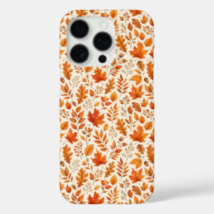Coque iPhone 16 Pro Motif sans couture de feuilles d'automne chaudes