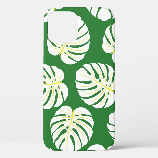 Coques Case-Mate iPhone Motif sans couture de feuilles de monstère blanche (Verso)