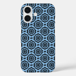 Coque Pour iPhone 16 Motif sans couture de fleurs bleu noir