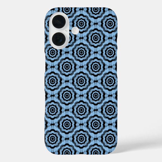 Coques Case-Mate iPhone Motif sans couture de fleurs bleu noir (Verso)