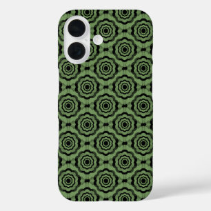 Coque Pour iPhone 16 Motif sans couture de fleurs noir vert
