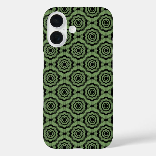 Coques Case-Mate iPhone Motif sans couture de fleurs noir vert (Verso)