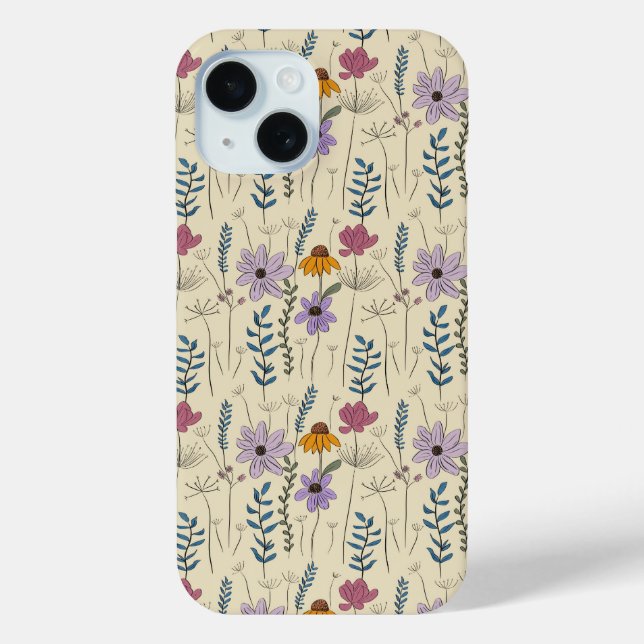 Coques Case-Mate iPhone Motif sans couture de fleurs sauvages fantaisistes (Verso)