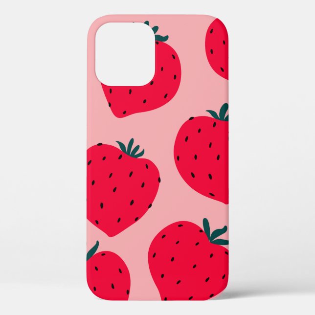 Coques Case-Mate iPhone Motif sans couture de fraise moderne. Big red roun (Verso)
