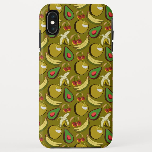Coques Case-Mate iPhone Motif sans couture de fruits tropicaux jaune (Dos)
