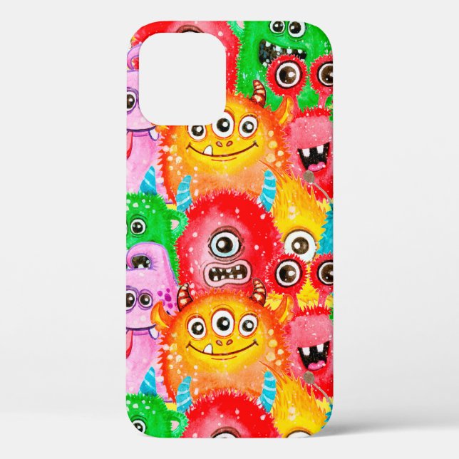 Coques Case-Mate iPhone Motif sans couture de l'aquarelle peint drôle mons (Verso)