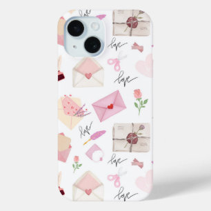 Coque Case-Mate iPhone Motif sans couture de lettres d'amour rose à l'aqu