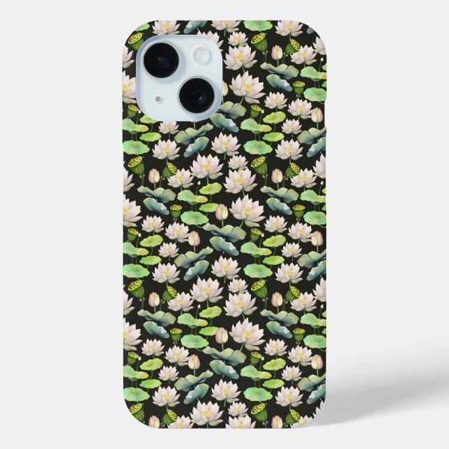 Coques Case-Mate iPhone Motif sans couture de lotus rose à l'aquarelle (Verso)