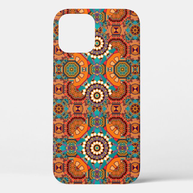 Coques Case-Mate iPhone Motif sans couture de mandalas peintes en marron,  (Verso)