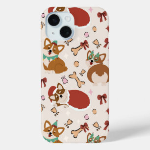 Coque Case-Mate iPhone Motif sans couture de Noël avec un Corgi mignon