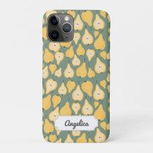 Motif sans couture de poire jaune personnalisable