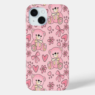 Coque Case-Mate iPhone Motif sans couture d'ours en peluche rose Coquette