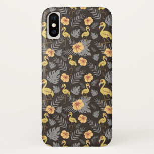 Case-Mate iPhone Case motif sans couture Flamant rose avec fleurs et feu