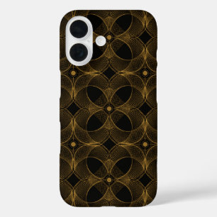 Coque Pour iPhone 16 Motif sans couture Guilloché Or Luxe