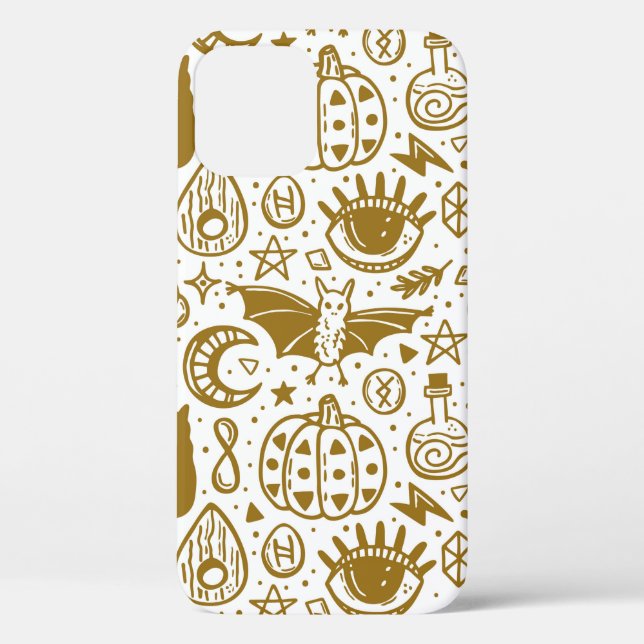 Coques Case-Mate iPhone Motif sans couture Halloween. Huile d'encre dorée (Verso)