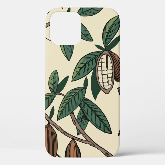 Coques Case-Mate iPhone Motif sans couture plante de cacao. Haricots de ca (Verso)