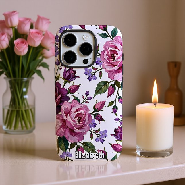 Coques Case-Mate iPhone Motif sans faille de Roses pourpres (Créateur téléchargé)