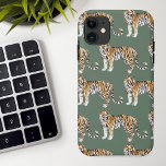 Case-Mate iPhone Case Motif sauvage des tigres d'aquarelle tropicale mod<br><div class="desc">Motif sauvage des tigres d'aquarelle tropicale moderne</div>
