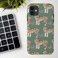 Motif sauvage des tigres d'aquarelle tropicale mod