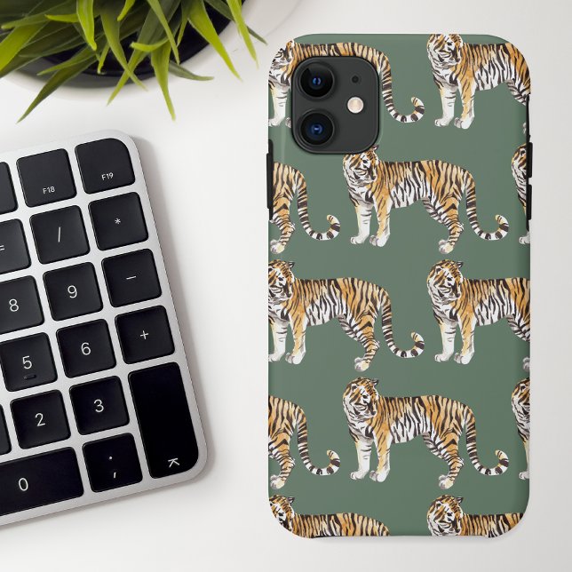 Coques Case-Mate iPhone Motif sauvage des tigres d'aquarelle tropicale mod (Créateur téléchargé)