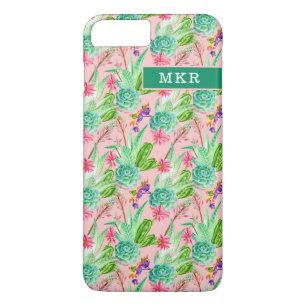 Coque iPhone 8 Plus/7 Plus Motif se développant de Succulents d'aquarelle