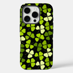 Coque iPhone 16 Pro Motif Shamrock foncé vert et noir