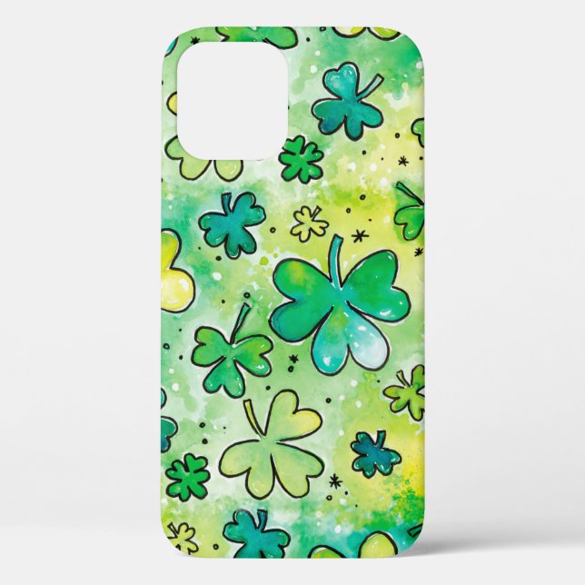 Coques Case-Mate iPhone Motif shamrock peint à la main avec colo à eau (Verso)