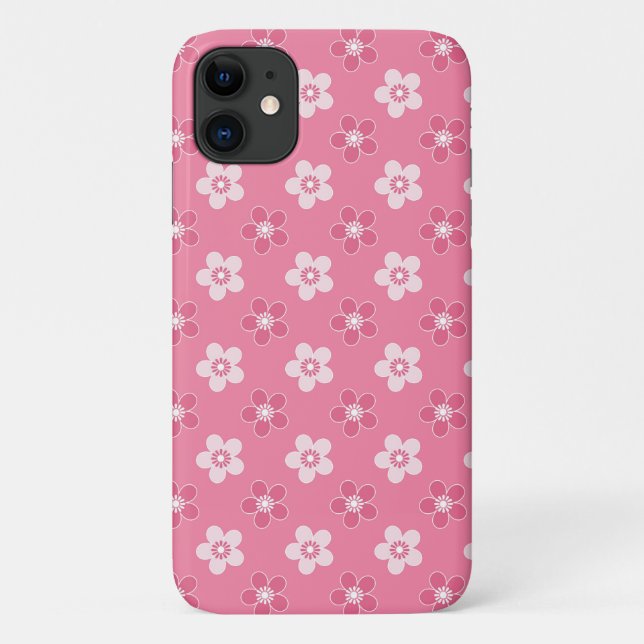 Coques Case-Mate iPhone motif simple floral solide rose rétro petit flux (Dos)