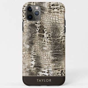 Case-Mate iPhone Case Motif Snakeskin Brown neutre avec nom
