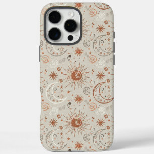 Coque iPhone 16 Pro Max Motif Soleil et Lune Bohème