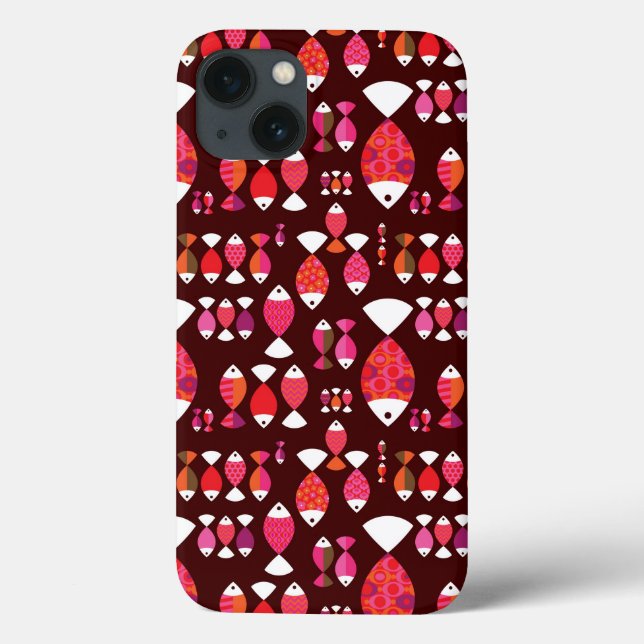 Coques Case-Mate iPhone motif sous-marin de poisson rétro Abstrait (Verso)
