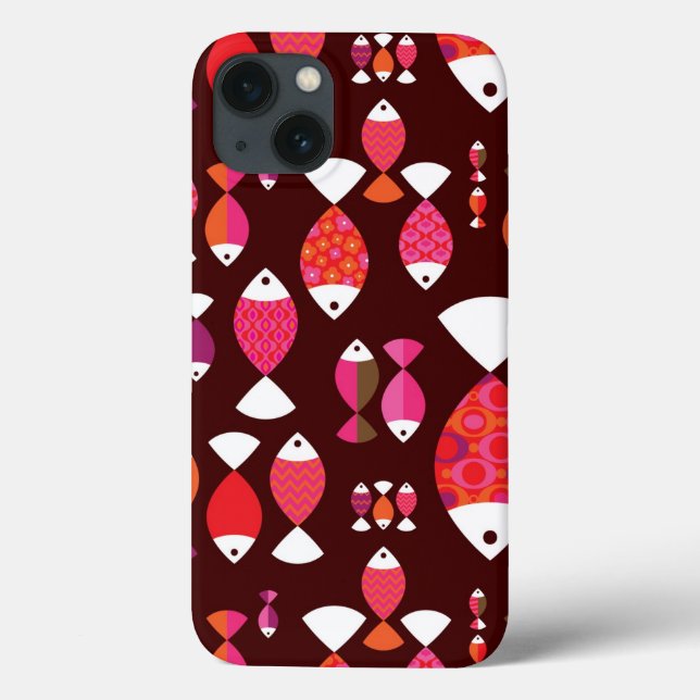 Coques Case-Mate iPhone motif sous-marin de poisson rétro Abstrait (Verso)