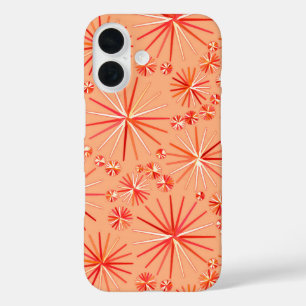 Coque Pour iPhone 16 Motif Spoutnik du milieu du siècle, nuances de cor