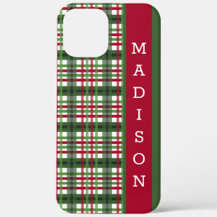 Case-Mate iPhone Case Motif Tartan Festif Rouge Vert Nom personnalisé