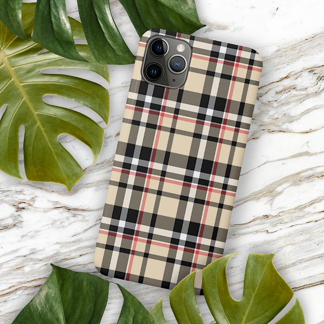 Coques Case-Mate iPhone Motif Tartan Plaid Carré noir beige rouge (Créateur téléchargé)