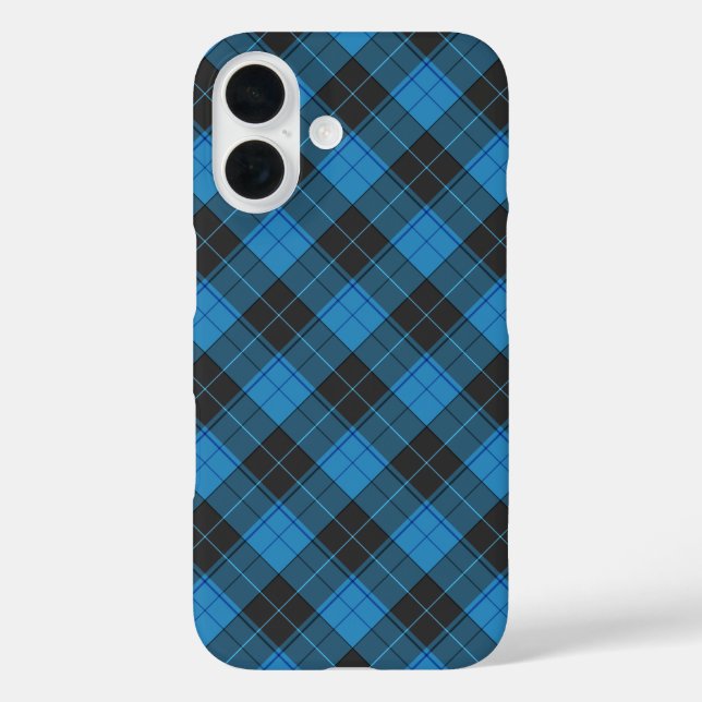 Coques Case-Mate iPhone Motif tartan simple en bleu foncé (Verso)