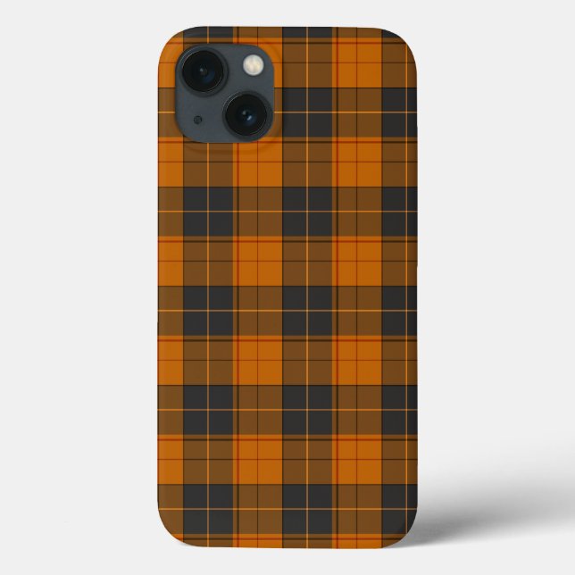 Coques Case-Mate iPhone Motif tartan simple en orange foncé (Verso)